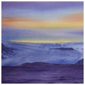 Landscape Glacial Sunset Watercolour